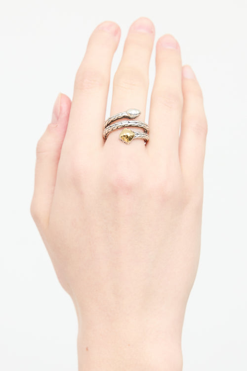 John Hardy Sterling Silver & 18K Yellow Gold Wrap Ring