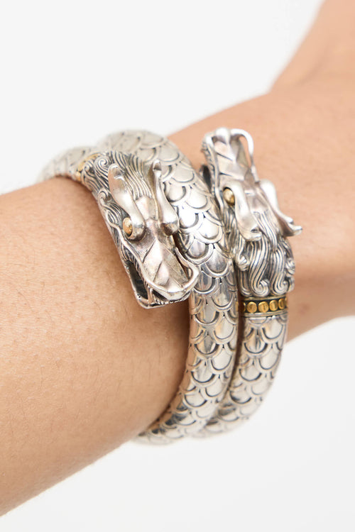 John Hardy 18K Gold Sterling Silver Naga Dragon Wrap Bracelet