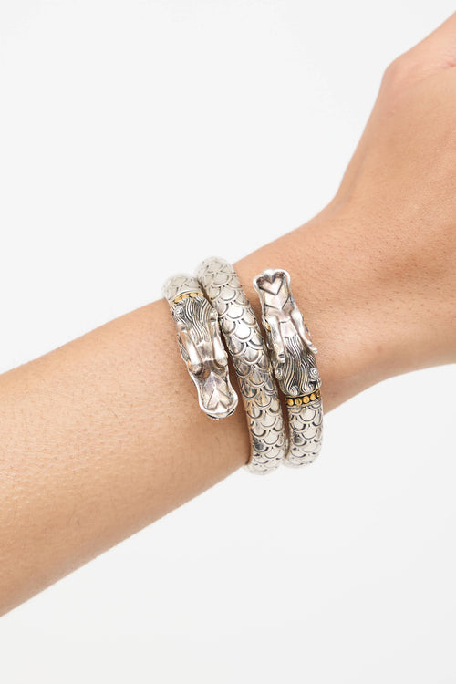 John Hardy 18K Gold Sterling Silver Naga Dragon Wrap Bracelet