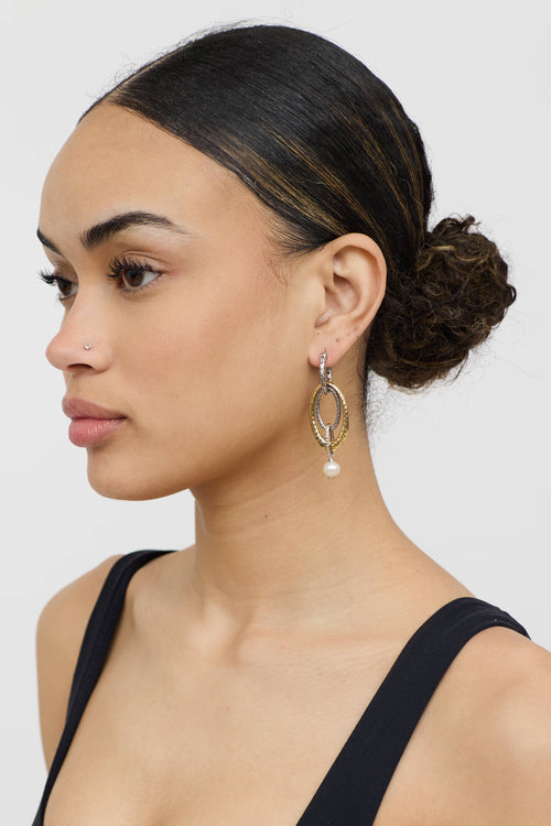 John Hardy Sterling Silver & 18K Yellow Gold Pearl Drop Earrings