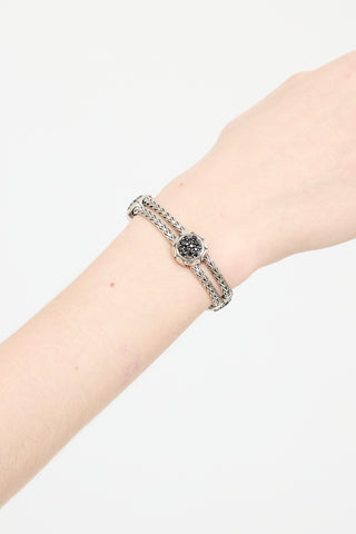 John Hardy Sterling Silver Four Station Black Sapphire Bracelet