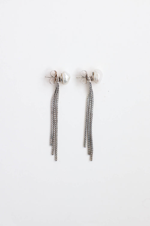 John Hardy Sterling Silver Pearl Dangle Earrings