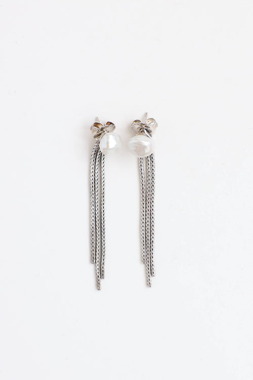 John Hardy Sterling Silver Pearl Dangle Earrings