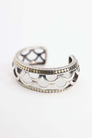 John Hardy Sterling Silver and 18K Yellow Gold Naga Scale Cuff