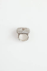John Hardy Sterling Silver and White Topaz Halo Batu Ring