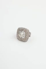 John Hardy Sterling Silver and White Topaz Halo Batu Ring