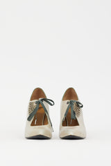 John Fluevog Grey & Blue Leather Estella Bootie
