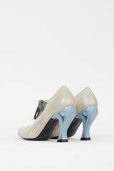 John Fluevog Grey & Blue Leather Estella Bootie