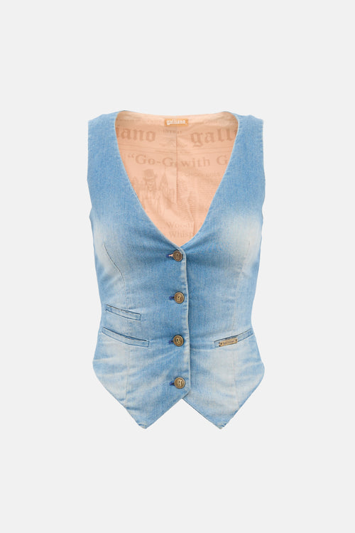 John Galliano Denim Newspaper Vest