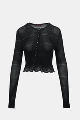 John Galliano Ribbed Pointelle Knit Cardigan