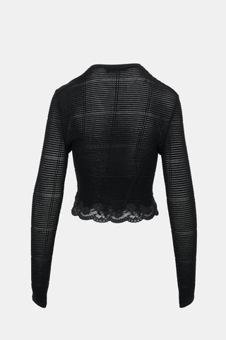 John Galliano Ribbed Pointelle Knit Cardigan