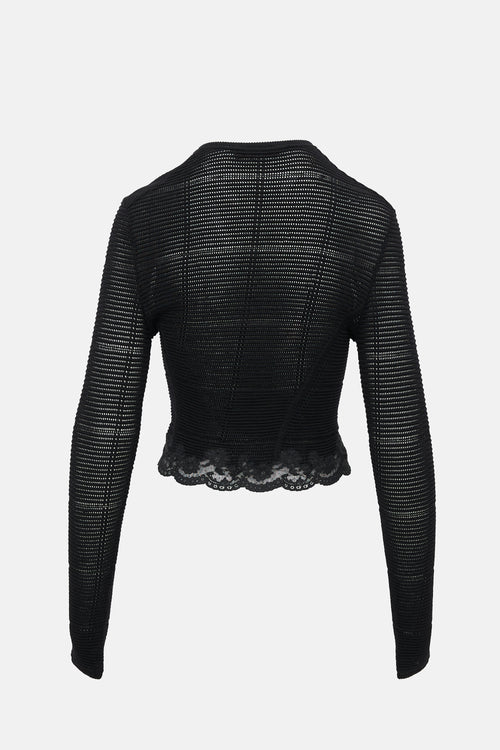 John Galliano Ribbed Pointelle Knit Cardigan