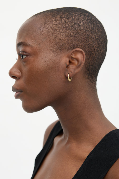 John Hardy 18K Gold Carved Chain Hoop Earrings