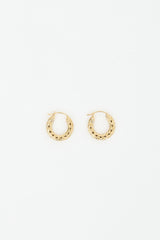 John Hardy 18K Gold Carved Chain Hoop Earrings