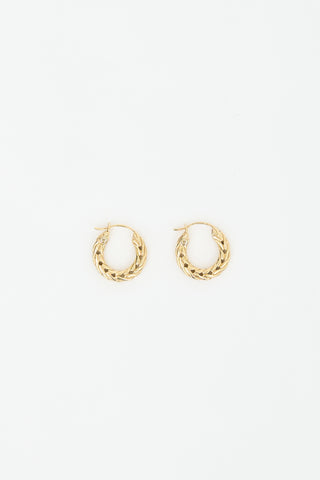 John Hardy 18K Gold Carved Chain Hoop Earrings