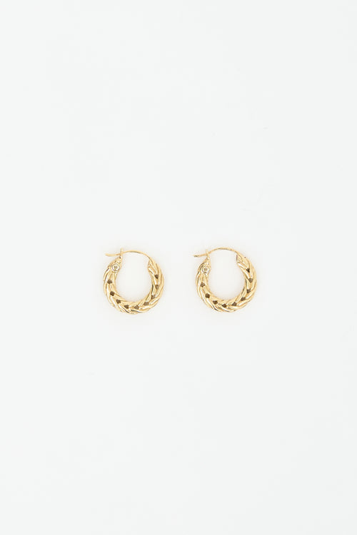 John Hardy 18K Gold Carved Chain Hoop Earrings