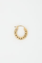 John Hardy 18K Gold Carved Chain Hoop Earrings