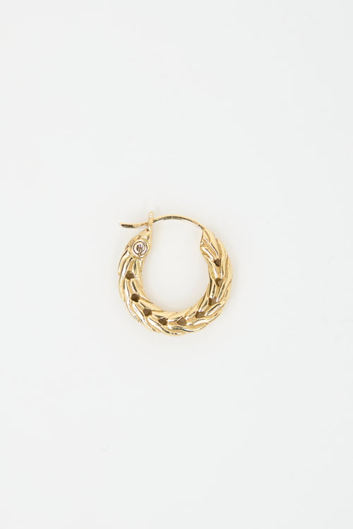 John Hardy 18K Gold Carved Chain Hoop Earrings