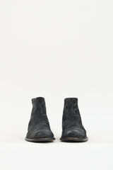 John Varvatos Black Textured Leather Zip Boot