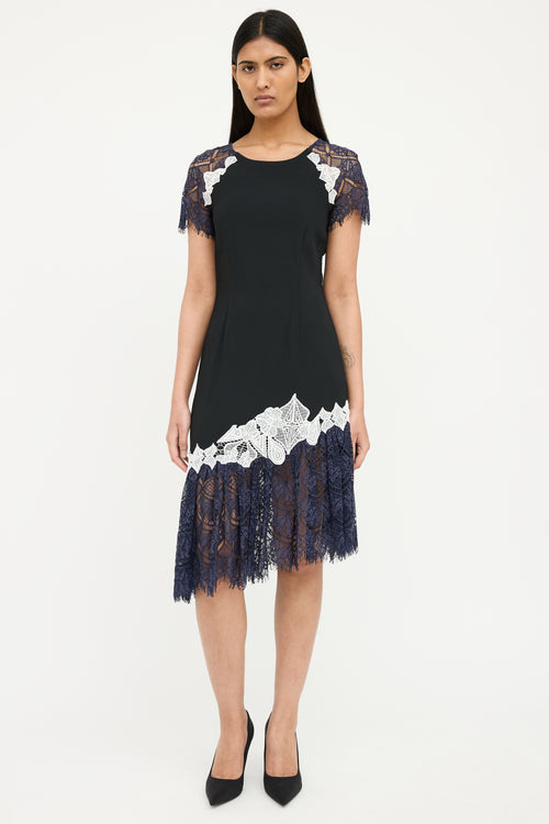 Jonathan Simkhai Navy Multi Colour Lace Dress