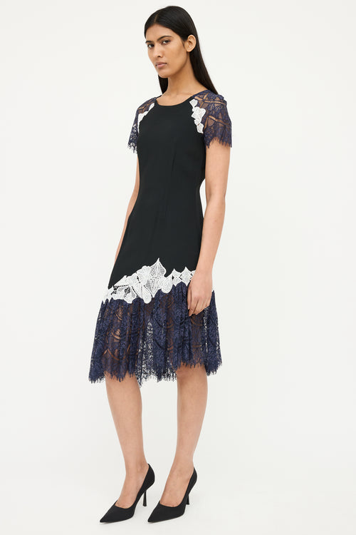 Jonathan Simkhai Navy Multi Colour Lace Dress