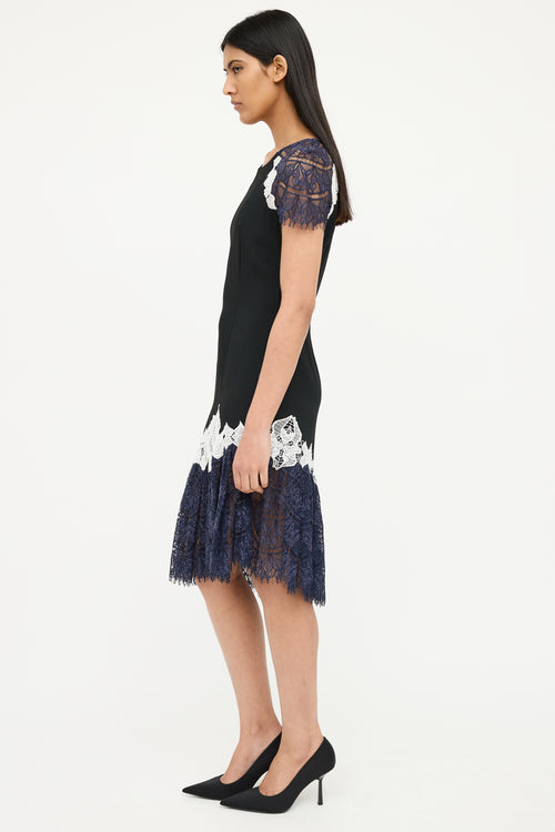 Jonathan Simkhai Navy Multi Colour Lace Dress