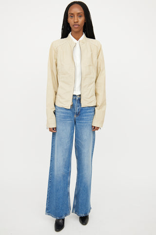 Joie Beige Cropped Moto Jacket