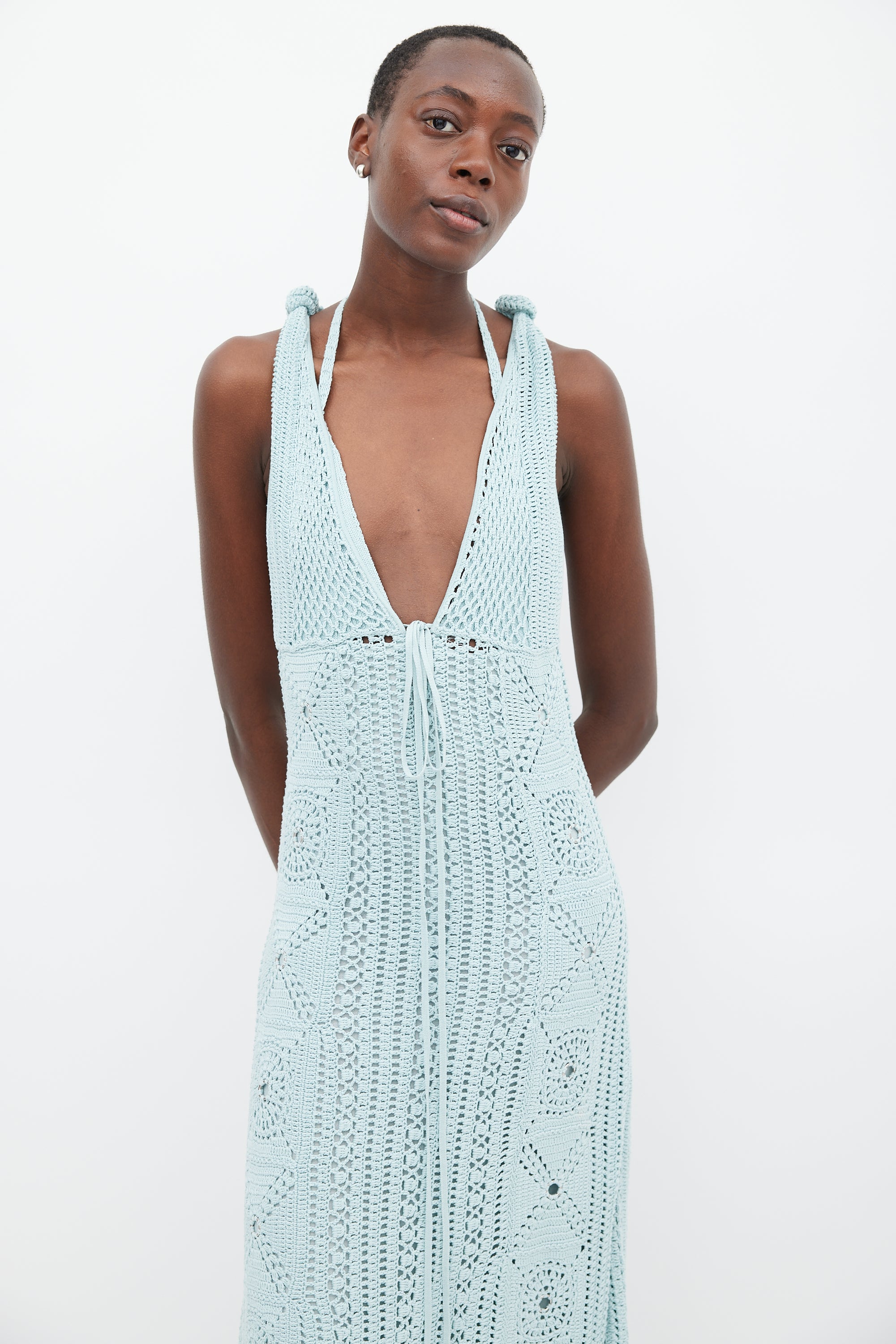 Simkhai // Green Crocheted Halter Dress VSP Consignment Simkhai // Green Crocheted Halter Dress VSP Consignment