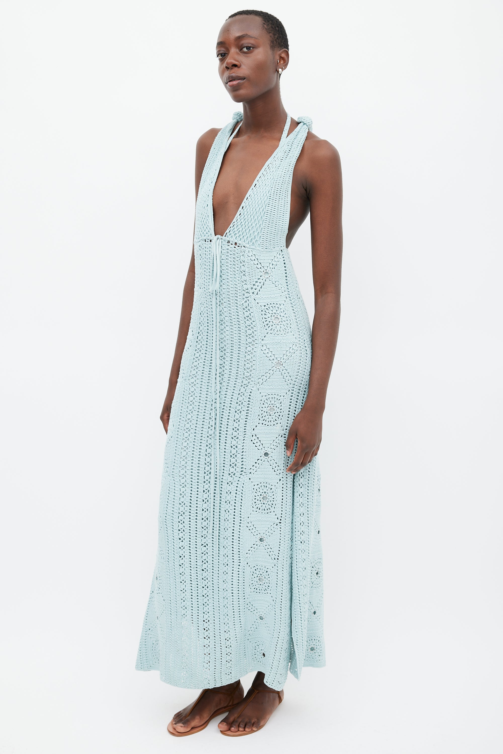Simkhai // Green Crocheted Halter Dress VSP Consignment Simkhai // Green Crocheted Halter Dress VSP Consignment