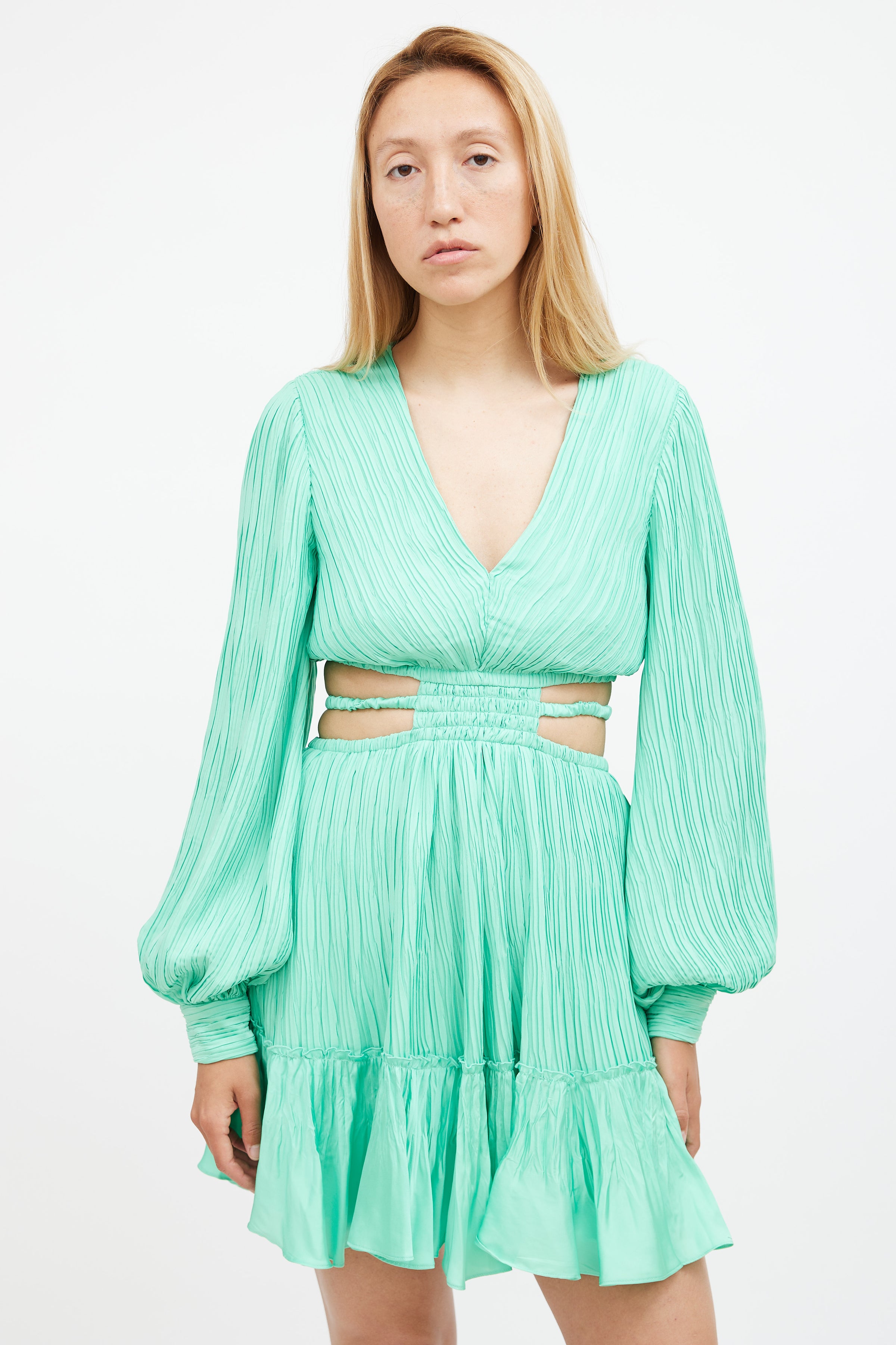 Simkhai // Green Pleated Mini Dress VSP Consignment Simkhai // Green Pleated Mini Dress VSP Consignment