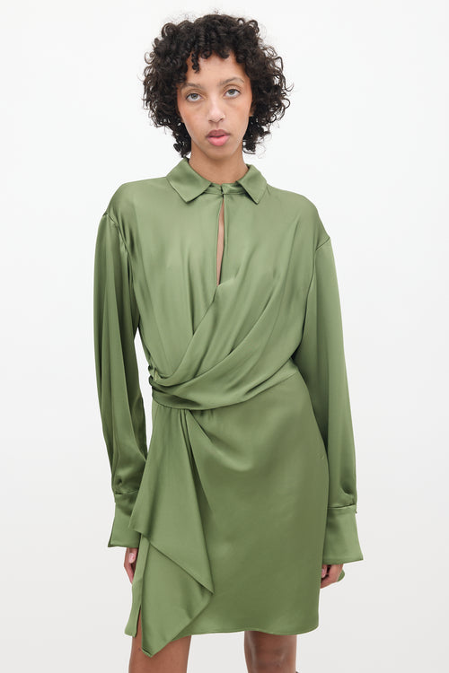 Jonathan Simkhai Green Satin Wrap Dress