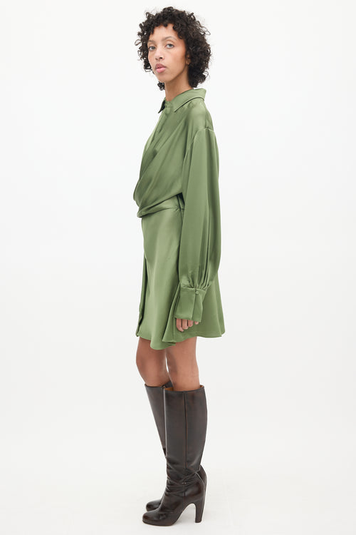 Jonathan Simkhai Green Satin Wrap Dress