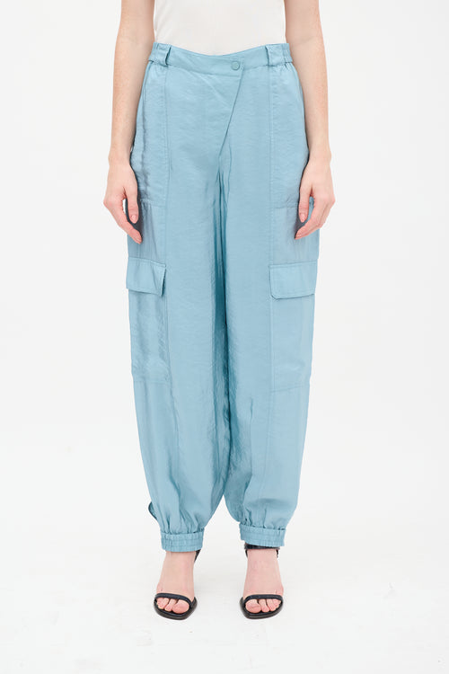 Jonathan Simkhai Blue Satin Artemis Cargo Pant