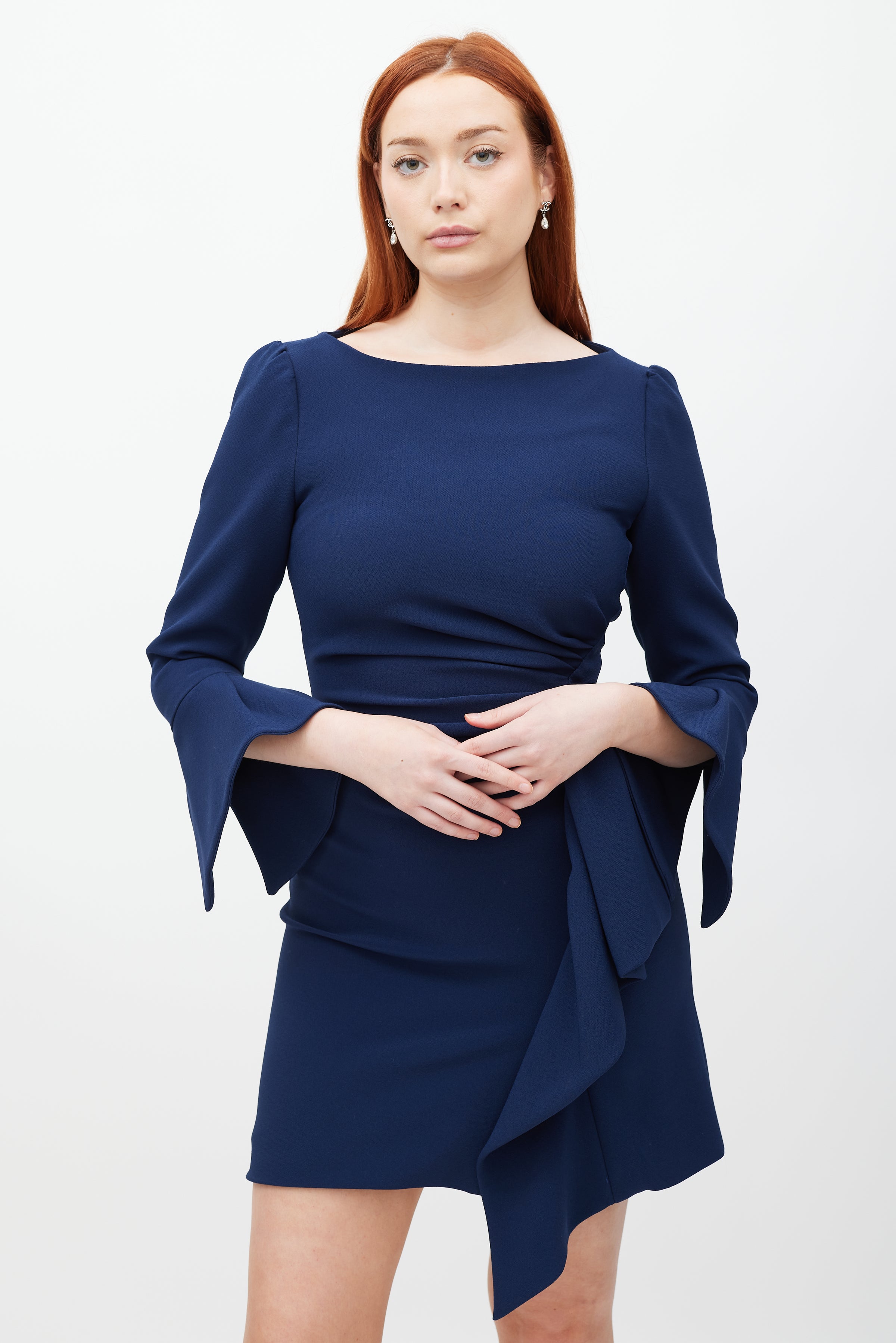 Simkhai // Navy Asymmetrical Gathered Dress VSP Consignment Simkhai // Navy Asymmetrical Gathered Dress VSP Consignment