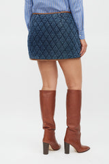 Jonathan Simkhai Navy & Brown Quilted Denim Skirt