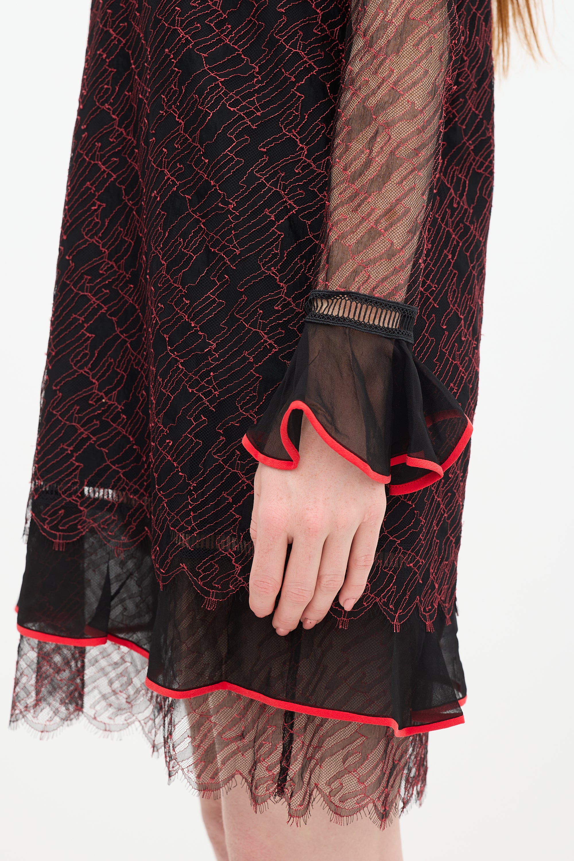 Simkhai // Black & Red Silk Lace Shift Dress VSP Consignment Simkhai // Black & Red Silk Lace Shift Dress VSP Consignment