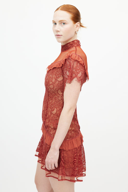 Jonathan Simkhai Red Floral Lace Dress