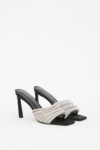 Jonathan Simkhai Black Satin Lena Crystal Mule