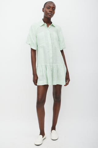 Jonathan Simkhai White & Green Striped Shirt Dress