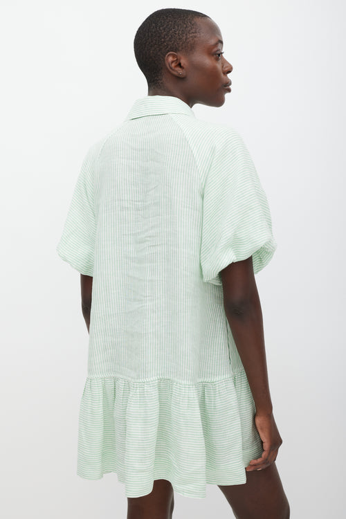 Jonathan Simkhai White & Green Striped Shirt Dress