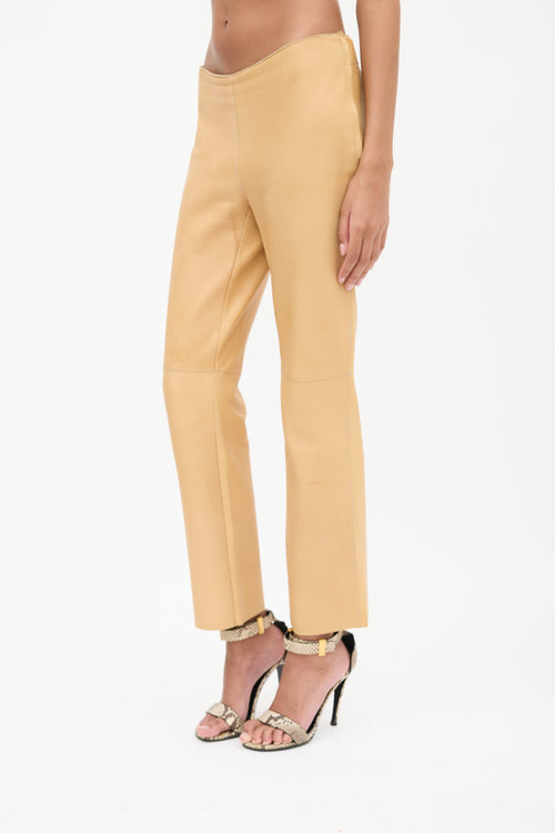 Joseph Beige Leather Slim Trouser