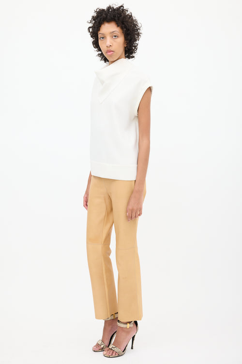 Joseph Beige Leather Slim Trouser