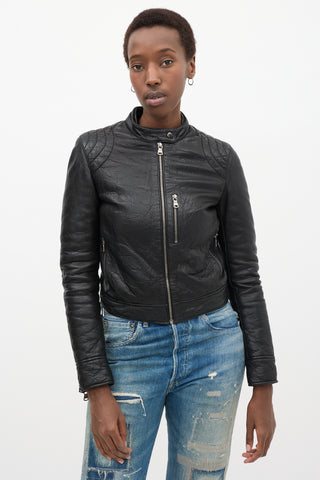 Joseph Black Leather Cafe Jacket