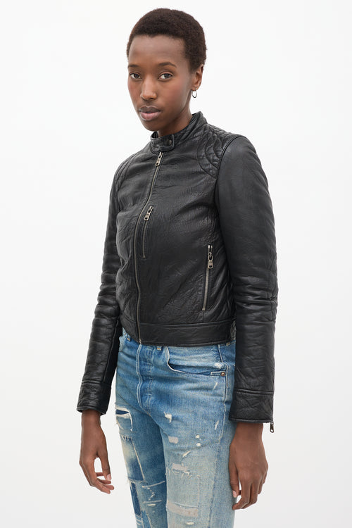 Joseph Black Leather Cafe Jacket