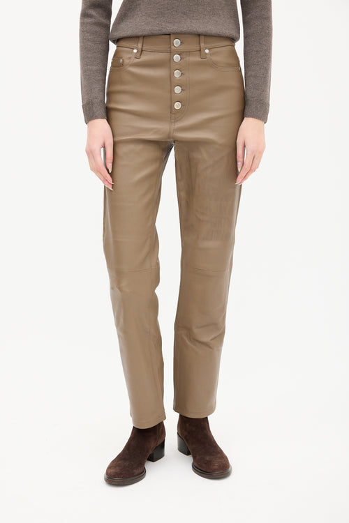 Joseph Brown Leather Slim Trouser