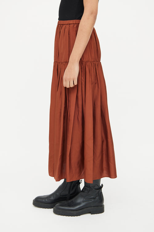 Joseph Brown Silk Midi Skirt