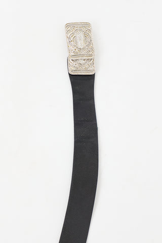 Judith Leiber Patent Leather & Crystal Buckle Belt