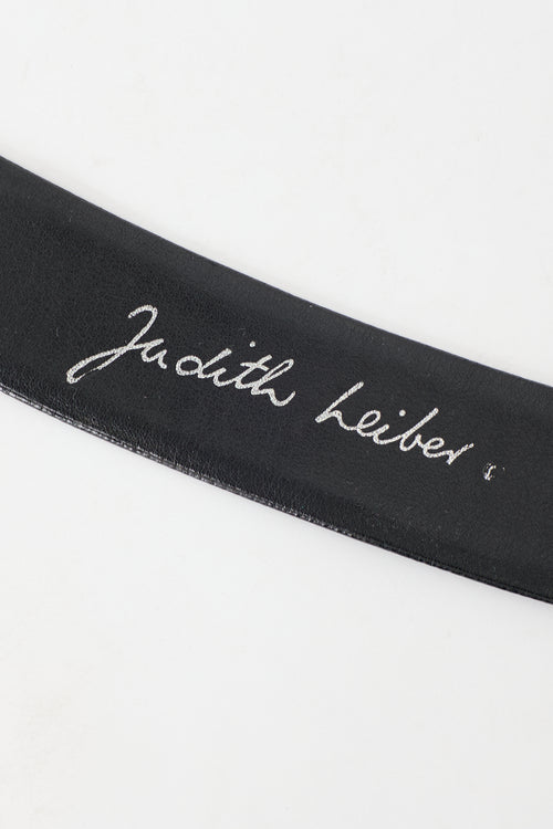 Judith Leiber Patent Leather & Crystal Buckle Belt