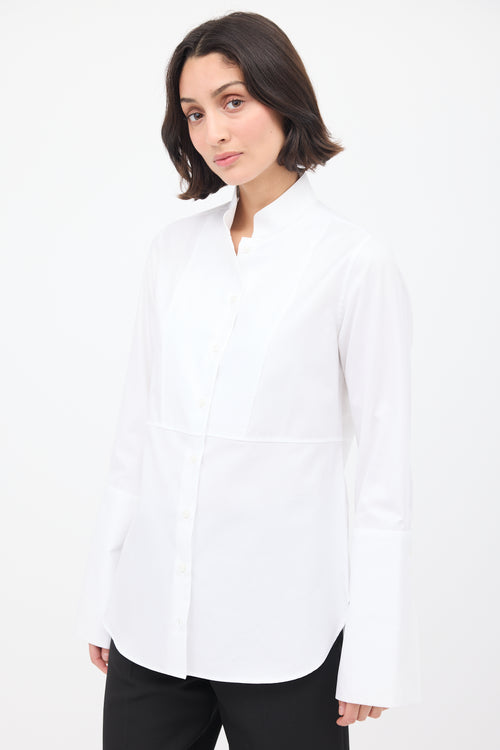 Julie Josephine White Cotton Eva High Cuff Tuxedo Shirt