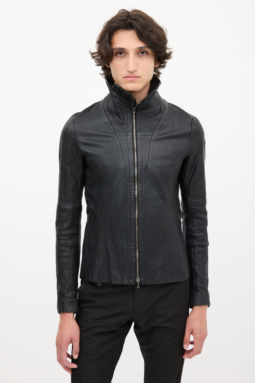 Julius Winter 2010 Black Leather Zip Jacket